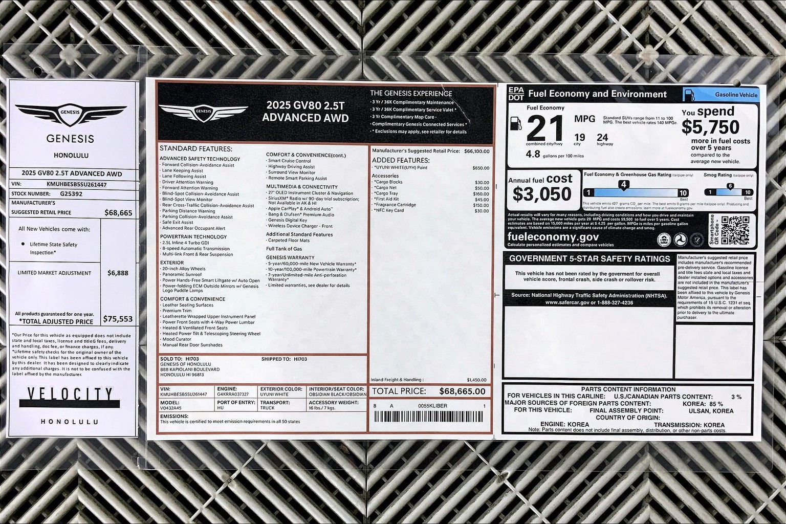 New 2025 Genesis GV80 2.5T Advanced 4D Sport Utility in Honolulu